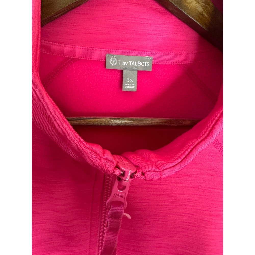 T by Talbots Pink Scuba Full Zip Jacket Mock Neck Plus Size 3X Stretch Pockets - Picture 6 of 12